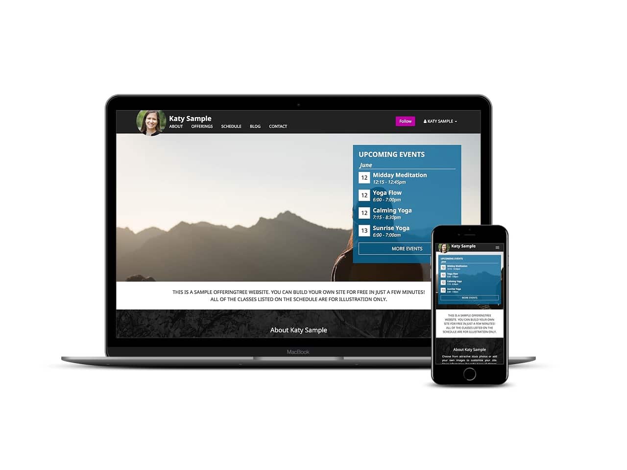 Picture of offeringtree website shown on laptop and mobile phone