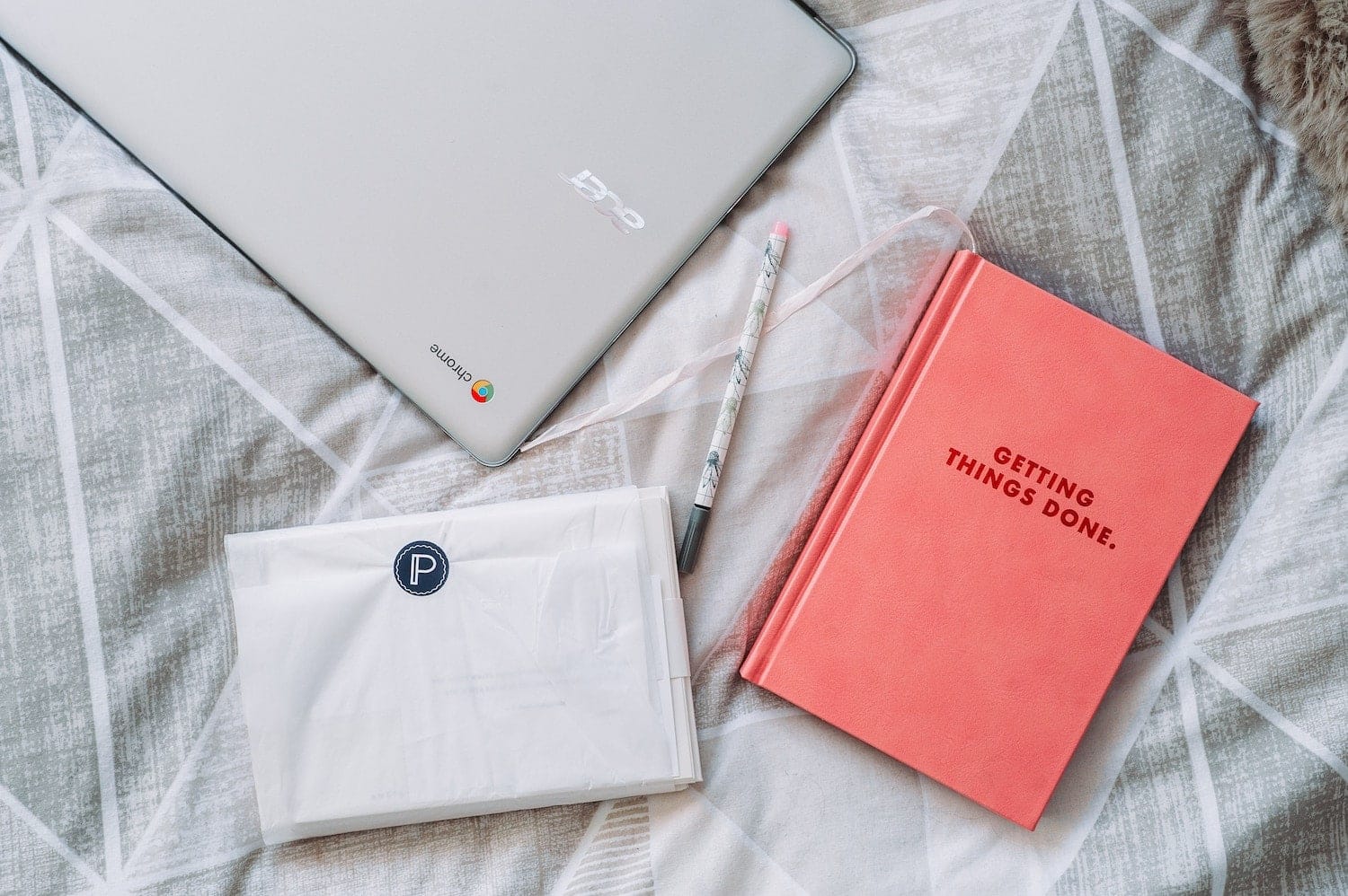 Your most productive time of day. Picture of book titled 'getting things done.'