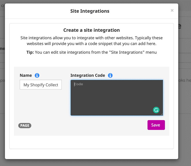 Getting started with Site integrations