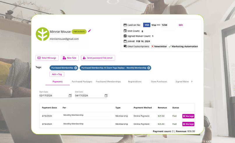 OfferingTree scheduling software for small business example on the backend of a website showing how to customize each event on the schedule.